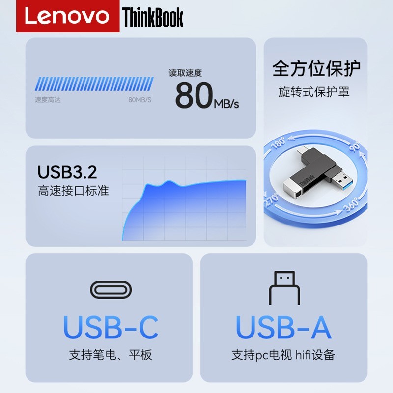 88VIP：ThinkBook 联想手机u盘大容量1t双接口电脑两用可插华为双头thinkbook优盘