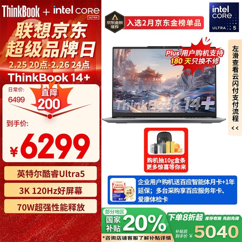 ThinkBook 14+ 2024 (Ultra5 125H/32GB/1TB/3K)