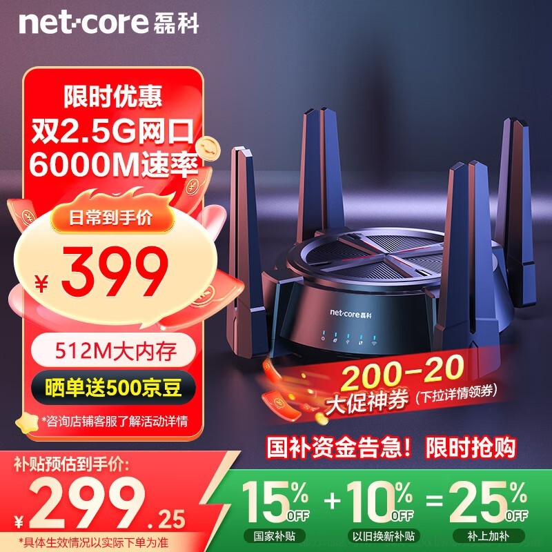 NetcoreڿN60PRO AX6000·ʱػ250Ԫ