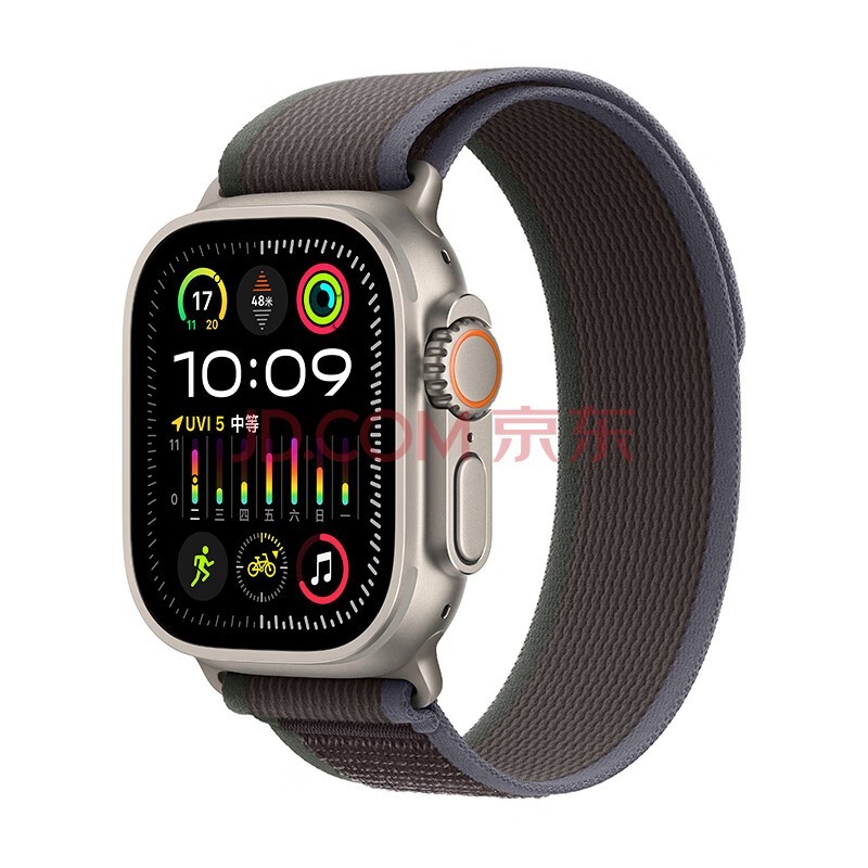Apple Watch Ultra2 智能手表49毫米钛金属表壳蓝配黑色野径回环式表带M/L eSIM MRFR3CH/A【蜂窝款】
