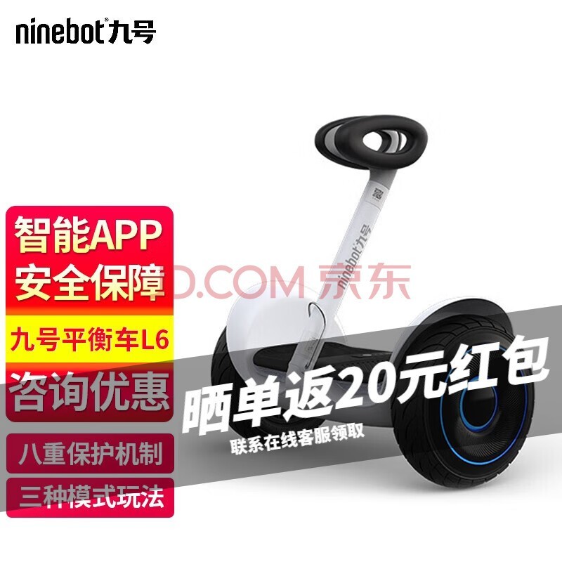 九号（Ninebot） 9号平衡车儿童学生两轮电动体感车 九号平衡车户外便携智能双轮思维车 九号平衡车L6白色