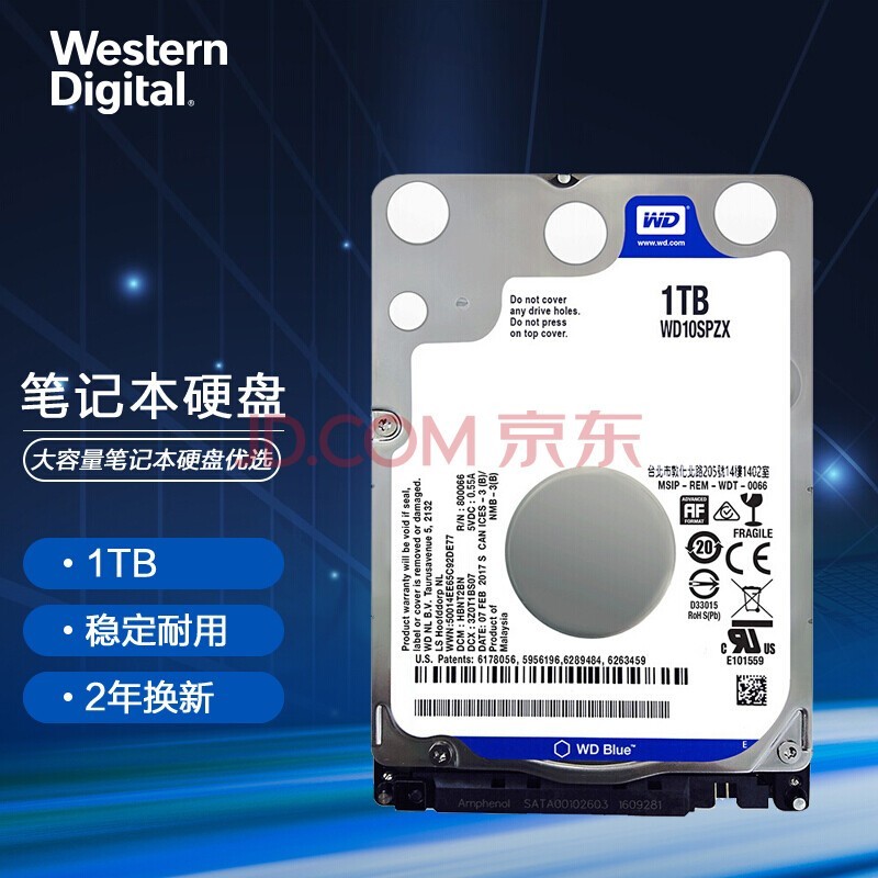  ʼǱӲ WD Blue  1TB 5400ת 128MB SATA (WD10SPZX)