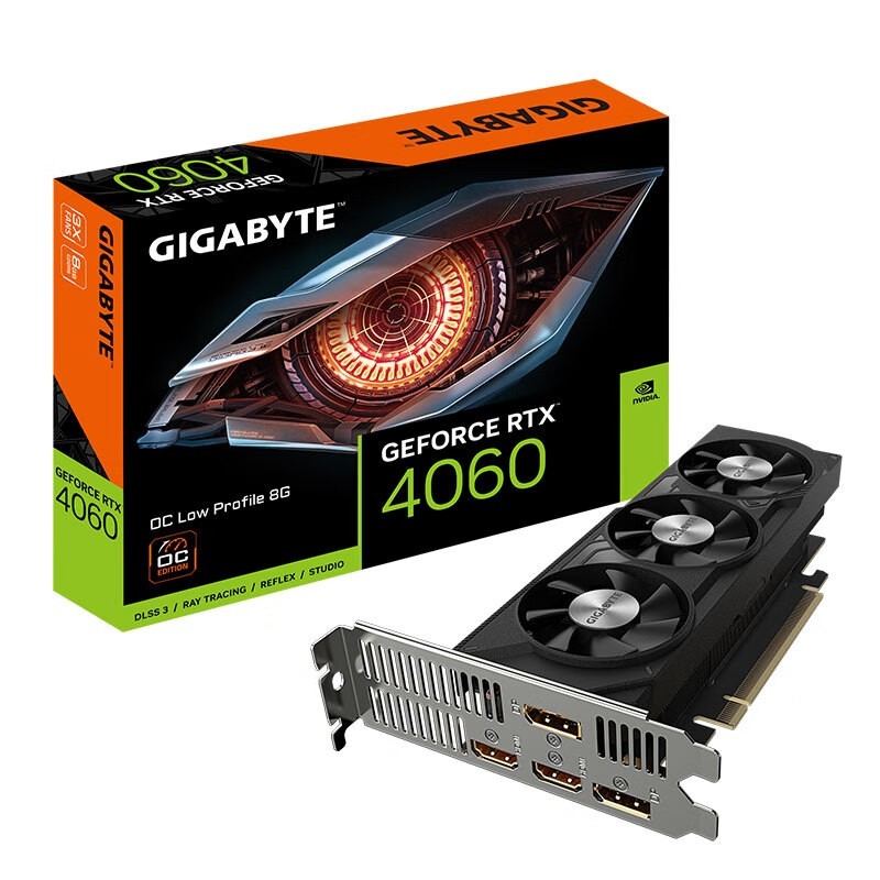 GIGABYTE 技嘉 RTX4060 OC-8GL半高刀卡迷你小卡 电竞游戏 独立显卡