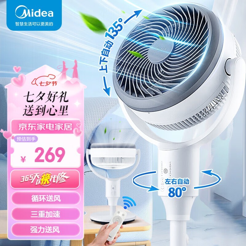 【手慢无】美的 GAG24JR 空气循环扇,到手价249元!