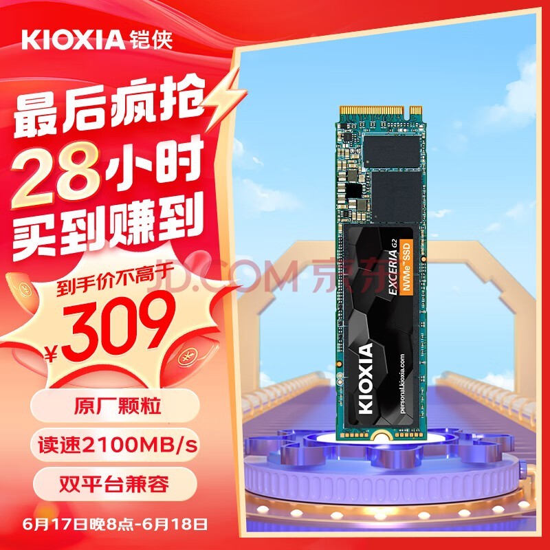 铠侠（Kioxia）500GB SSD固态硬盘 NVMe M.2接口 EXCERIA G2 RC20系列