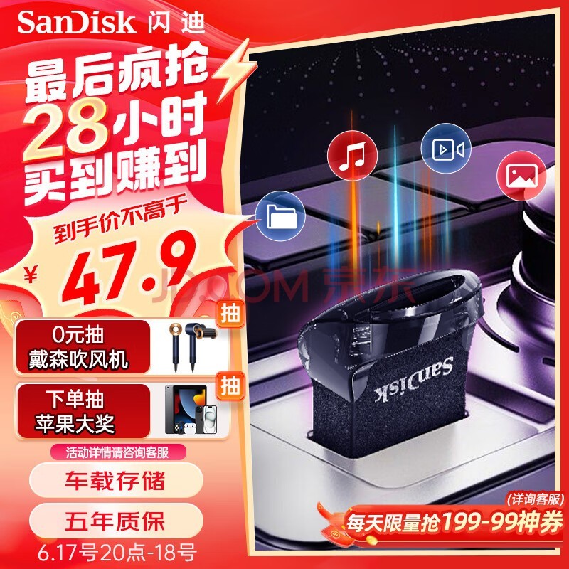 ϣSanDisk64GB USB3.1 U CZ430ᶹ ɫ 130MB/s U ļ СɱЯ