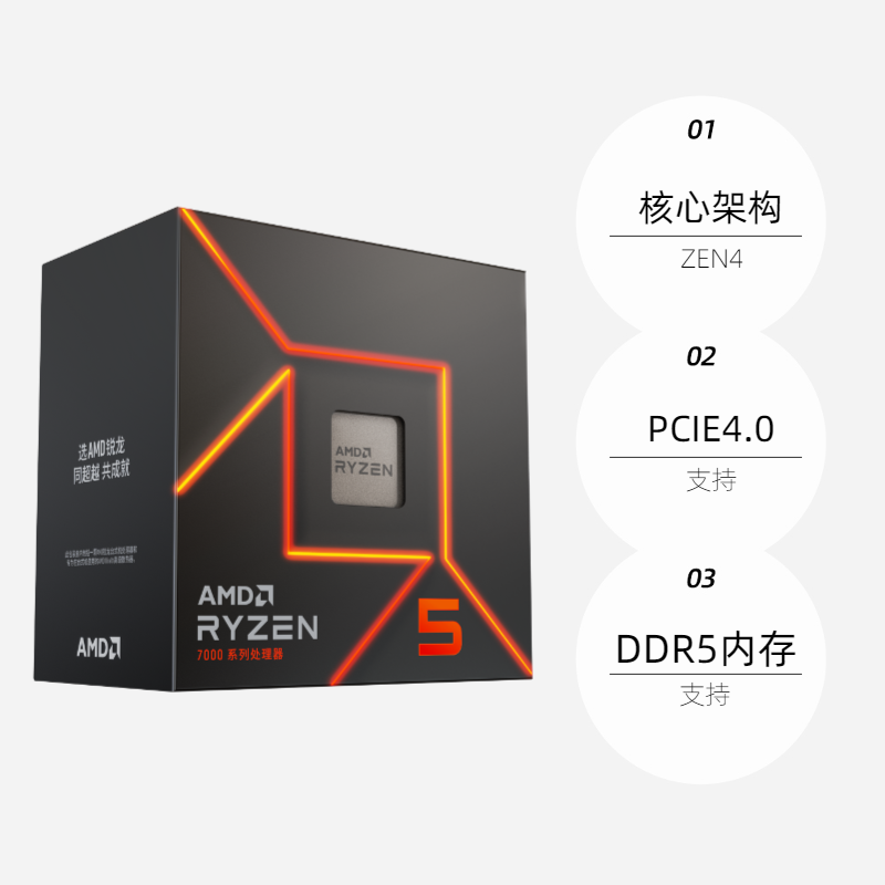 others 其他 AMD锐龙R5 7500F盒装CPU台式机电脑处理器游戏六核超频