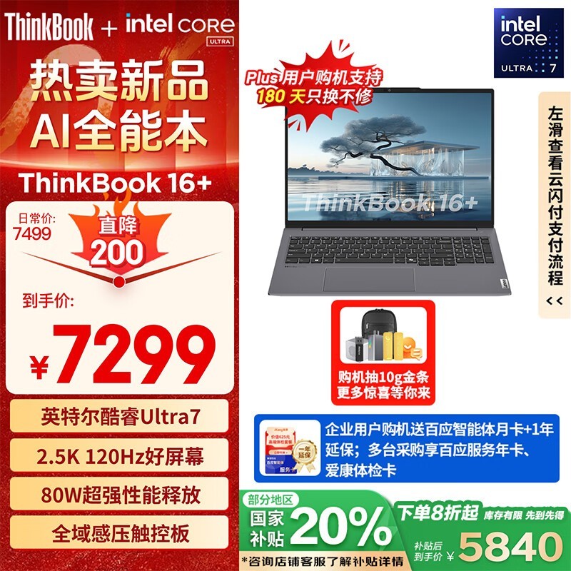 ThinkBook 16 2024 (Ultra7 155H/32GB/1TB/WiFi6)