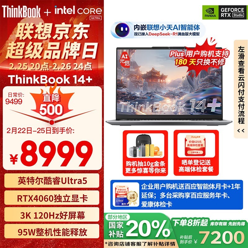 ThinkBook 14+ 2024 (Ultra5 125H/32GB/1TB/RTX4060/3K)