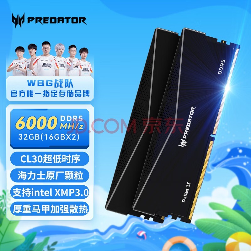 곞ӶߣPREDATOR32G(16G2)װ DDR5 6000Ƶ ̨ʽڴ Pallas II ˪ϵ(C30)ʯҫ AIԴ洢