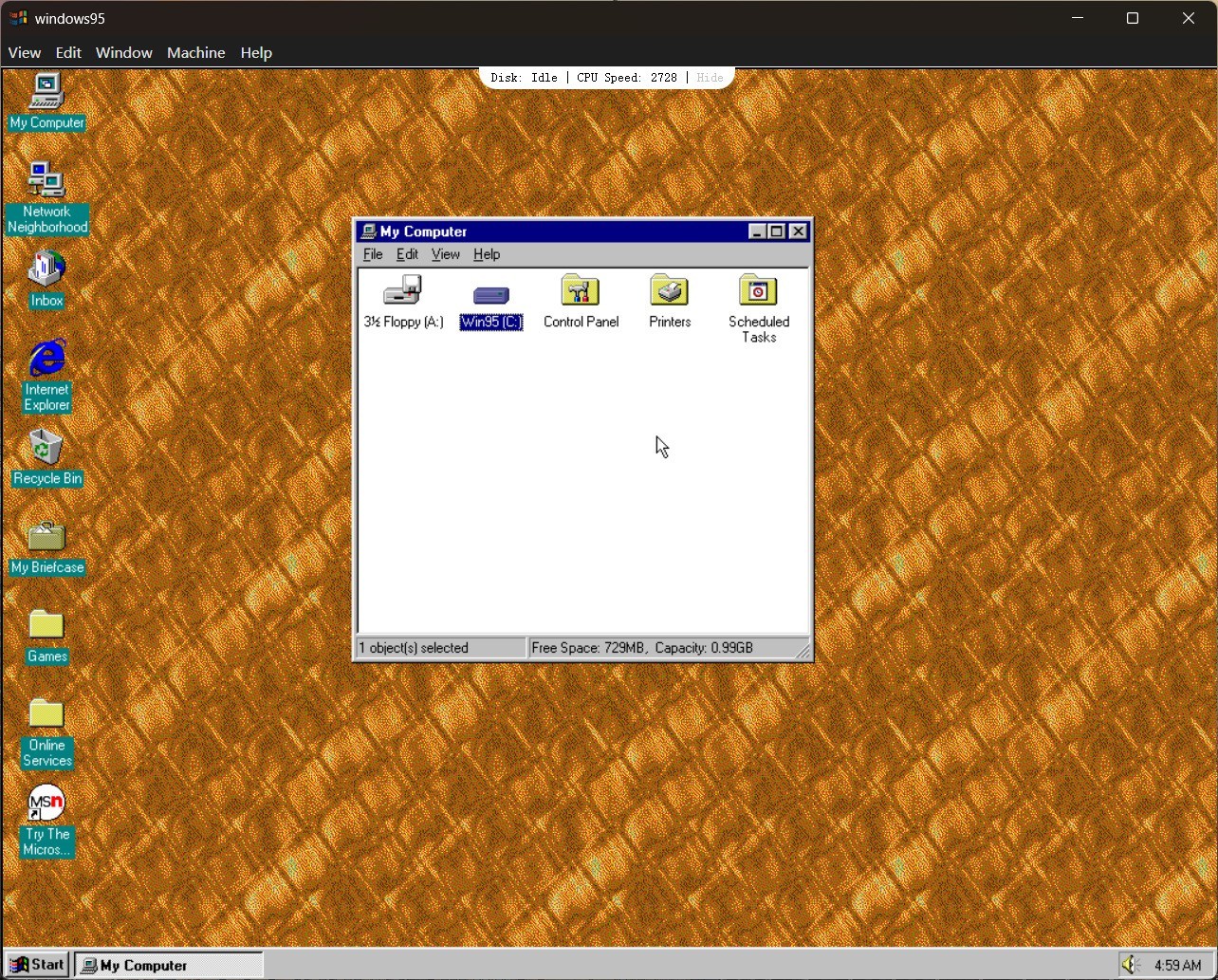 2025年体验Windows 95 无需重装超简单