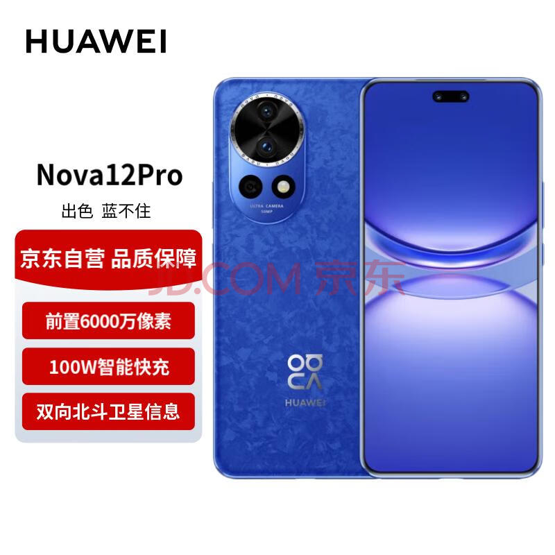 华为（HUAWEI）nova 12 Pro前置6000万人像追焦双摄256GB 12号色 物理可变光圈 鸿蒙智慧通信智能手机nova系列