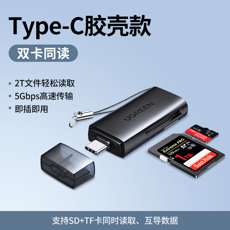 UGREEN 绿联 手机读卡器typec高速适用苹果16iphone15小米华为mate70相机佳能ccd多合一内存储转接头usb3.0电脑sd卡tf