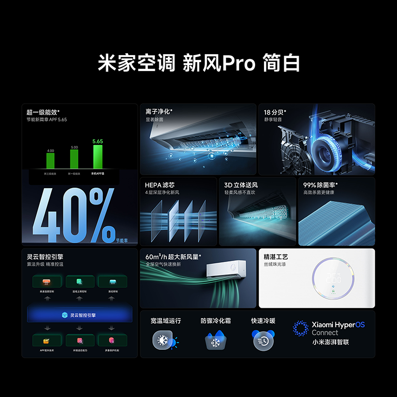 Xiaomi 小米 米家空调 新风Pro1.5匹超一级能效冷暖卧室