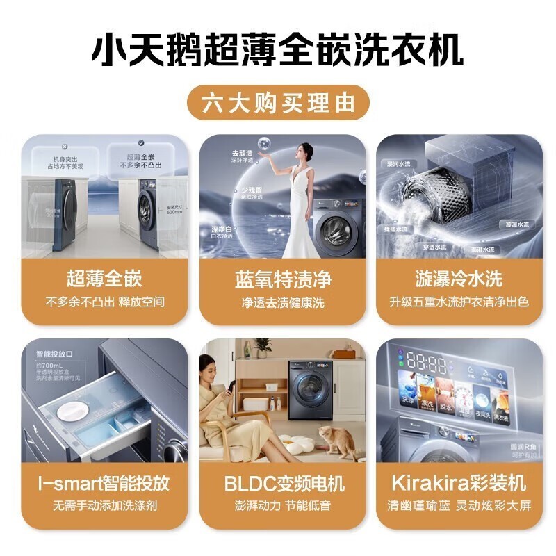 小天鹅滚筒洗衣机10kg瑾瑜蓝限时特惠2159元
