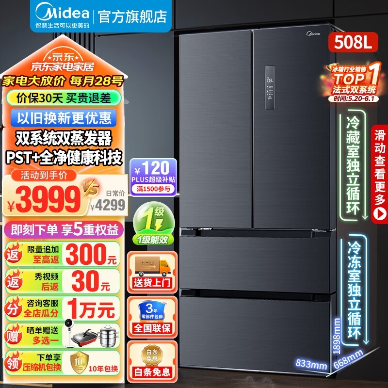 ޡ(Midea) BCD-413WSPZ һЧ ˪ 3387Ԫ