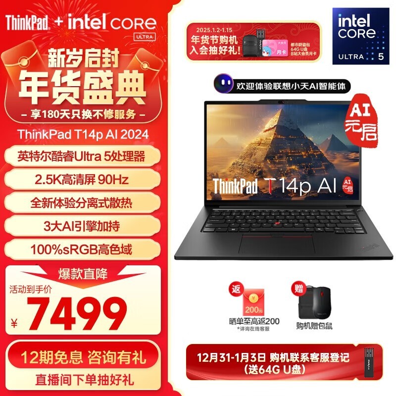 ThinkPad T14p AI 2024(Ultra5 125H/32GB/1TB/90Hz)