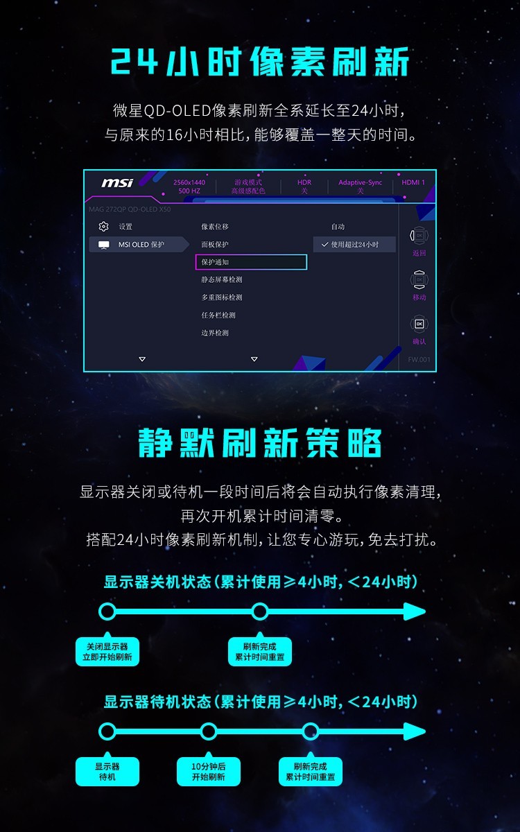 ΢��MAG 272QP QD-OLED X50���ⷢ����500Hz����ˢ �׷���Ԫ����