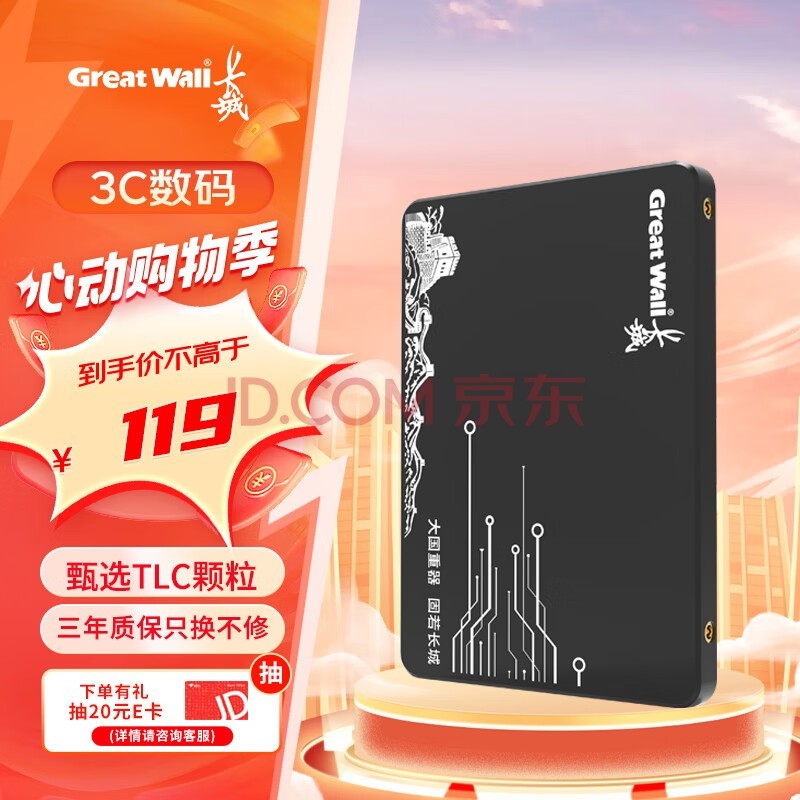 长城（Great Wall) 240GB SSD固态硬盘 SATA3.0接口 读速520MB/S台式机/笔记本通用 GW520系列