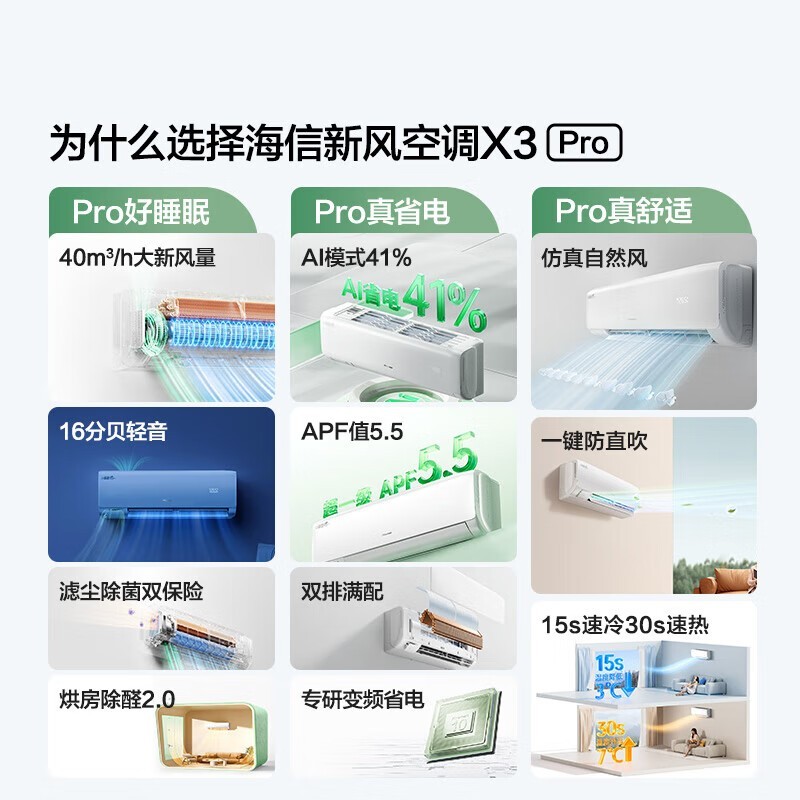 海信新风空调X3Pro大1.5匹限时特惠2549元