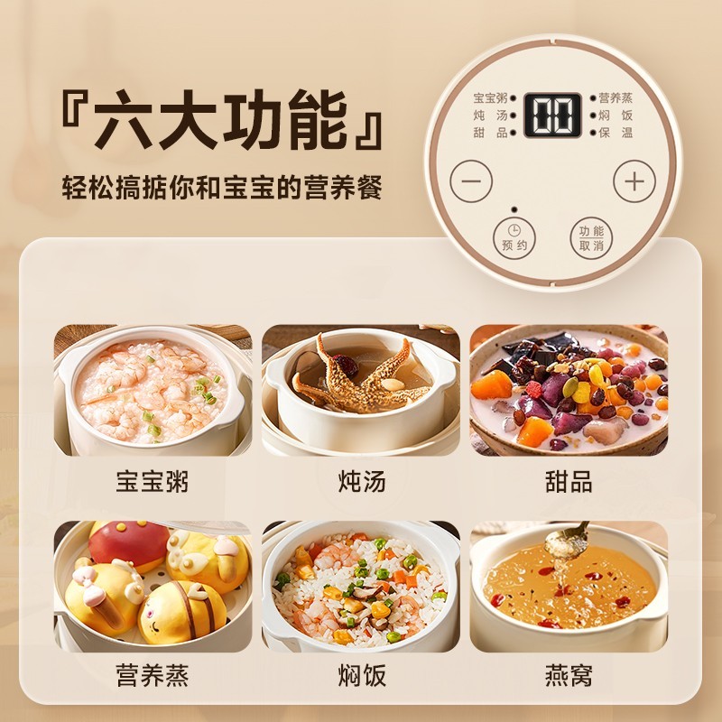 DAEWOO 大宇 婴儿辅食锅宝宝电炖锅BB煲全自动煮粥家用电炖盅电饭煲汤
