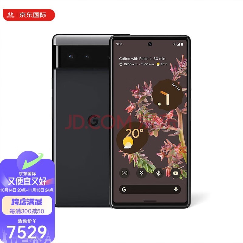 谷歌(Google)pixel 6 像素智能手机 6.4英寸AMOLED屏 谷歌自研处理器 安卓12 黑色 促1:810029930567 256GB