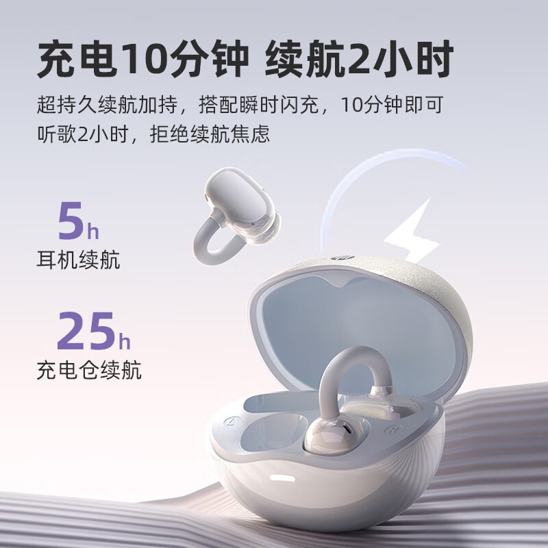 惠普 H10T小彩蛋蓝牙耳机耳夹式骨传导运动蓝牙5.4降噪耳机（送卡通耳机包）