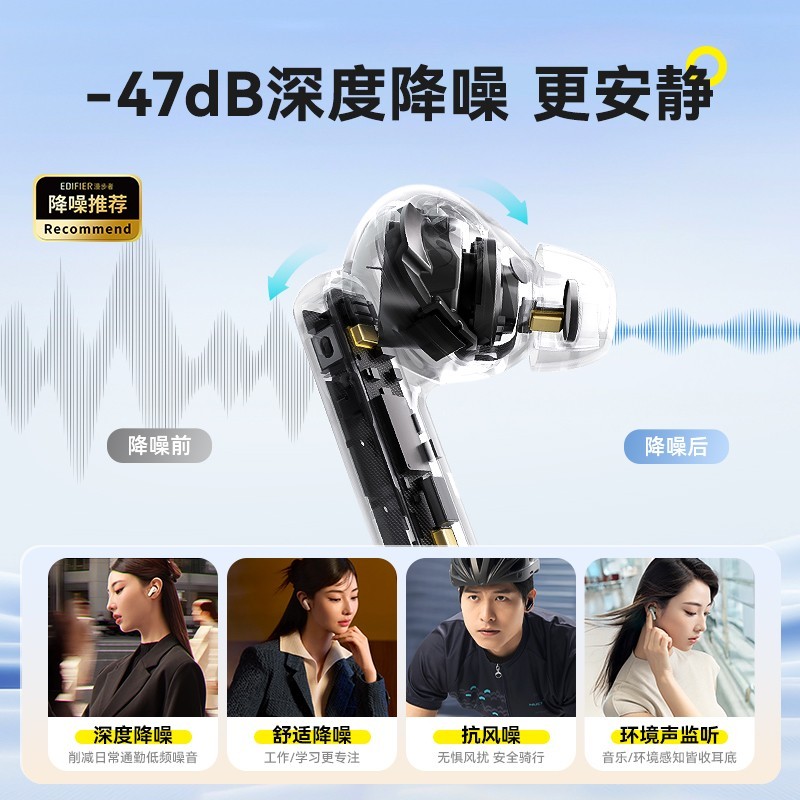 漫步者 lollipro3i主动降噪蓝牙耳机真无线入耳式2025新款运动游戏