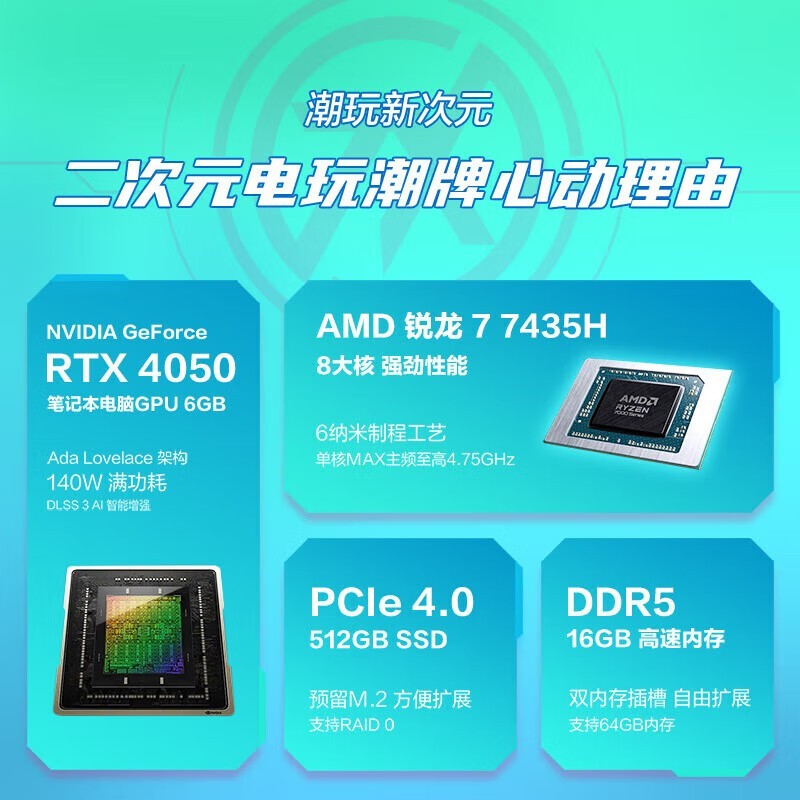 华硕天选4锐龙版R7-7435H+RTX4050仅4799元
