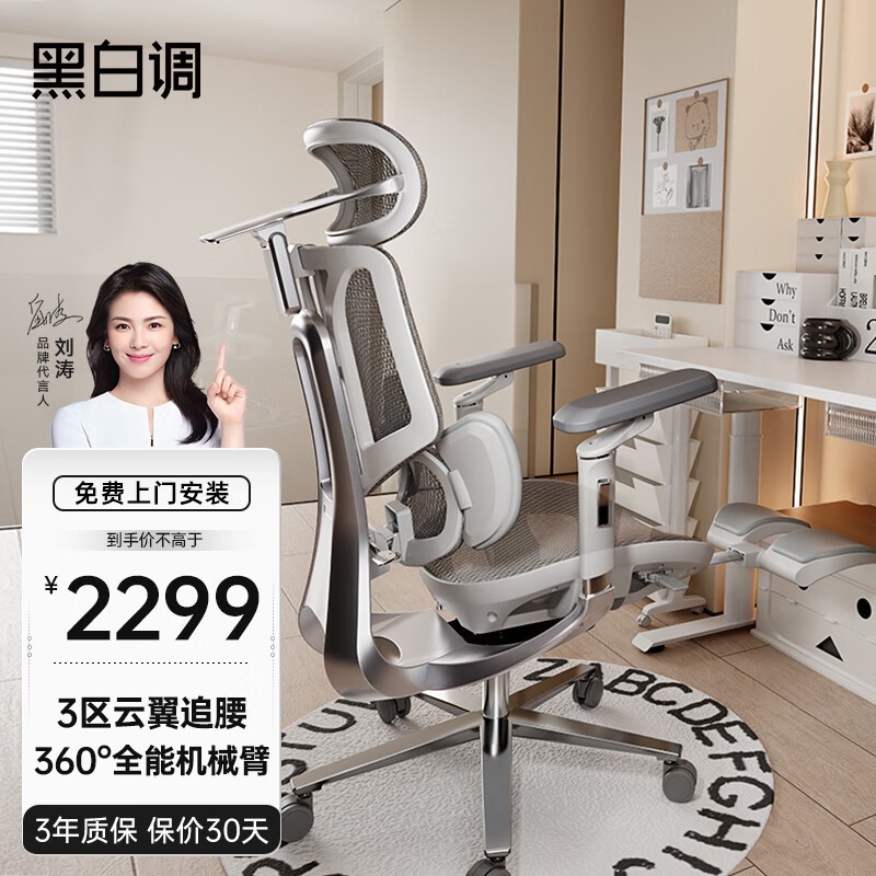 【手慢无】HBADA E3 Pro 全能扶手人体工学椅到手价2299元