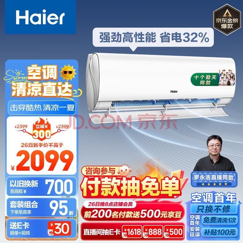 Haierˬ 1ƥһƵ ů ڹʽյһ ҿյ ý KFR-26GW/B5LAA81U1Ծɻ