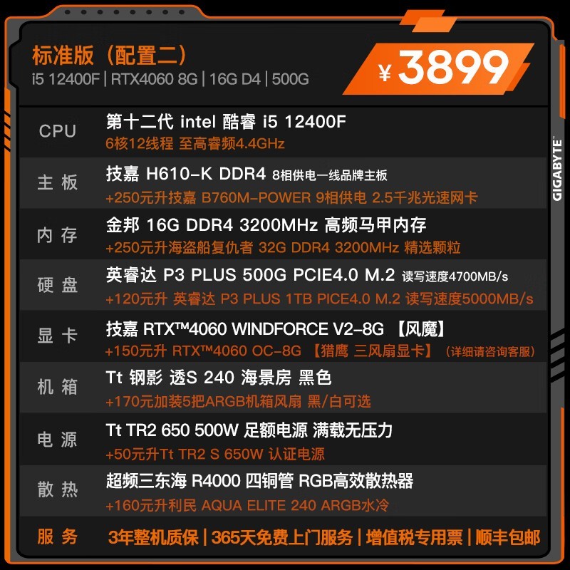 i5 12400F/RTX4060ּ3739Ԫ