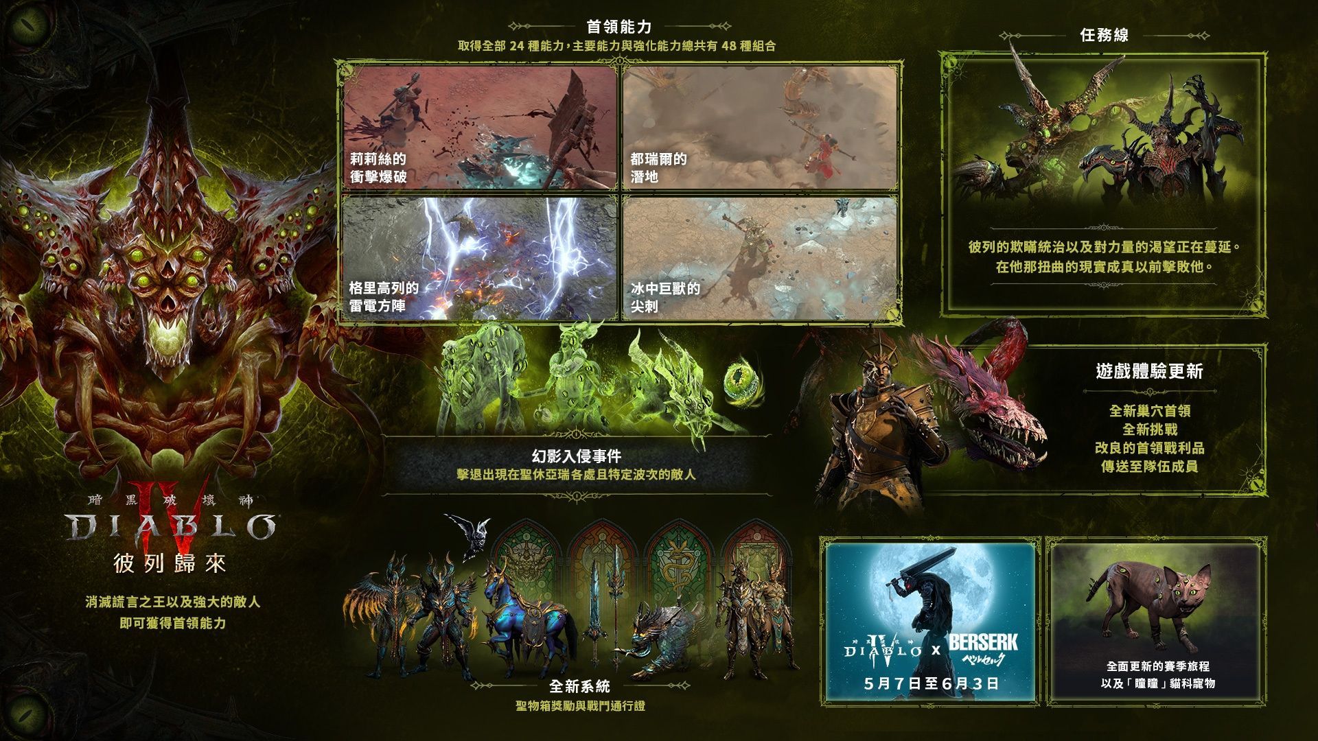 《暗黑破坏神4》与《剑风传奇》史诗联动预告全面曝光,5月7日决战启幕