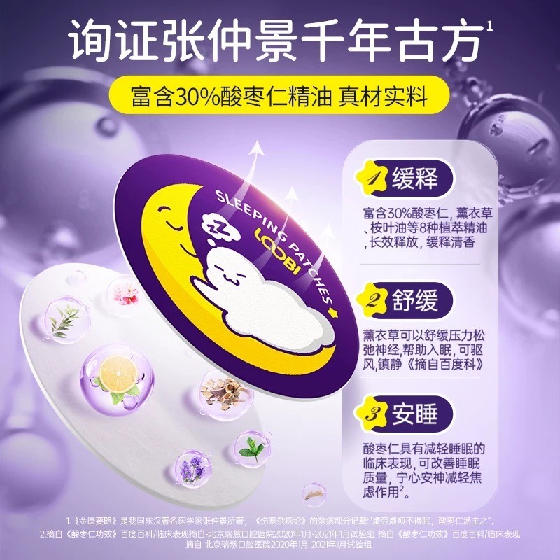 乐比滴 LOOBILOTION 乐比睡眠贴晚安贴精油舒眠贴焦虑失眠助眠入