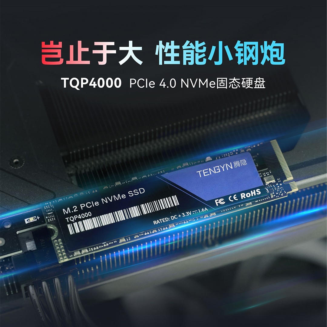 腾隐（TENGYIN）精选长江存储晶圆台式机笔记本SSD固态硬盘PCIe4.0 NVMe TQP4000 4TB 7300MB/S