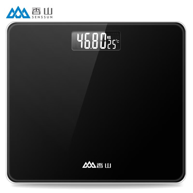 香山电子秤精准称重健康减肥人体秤LCD背光黑京东优惠