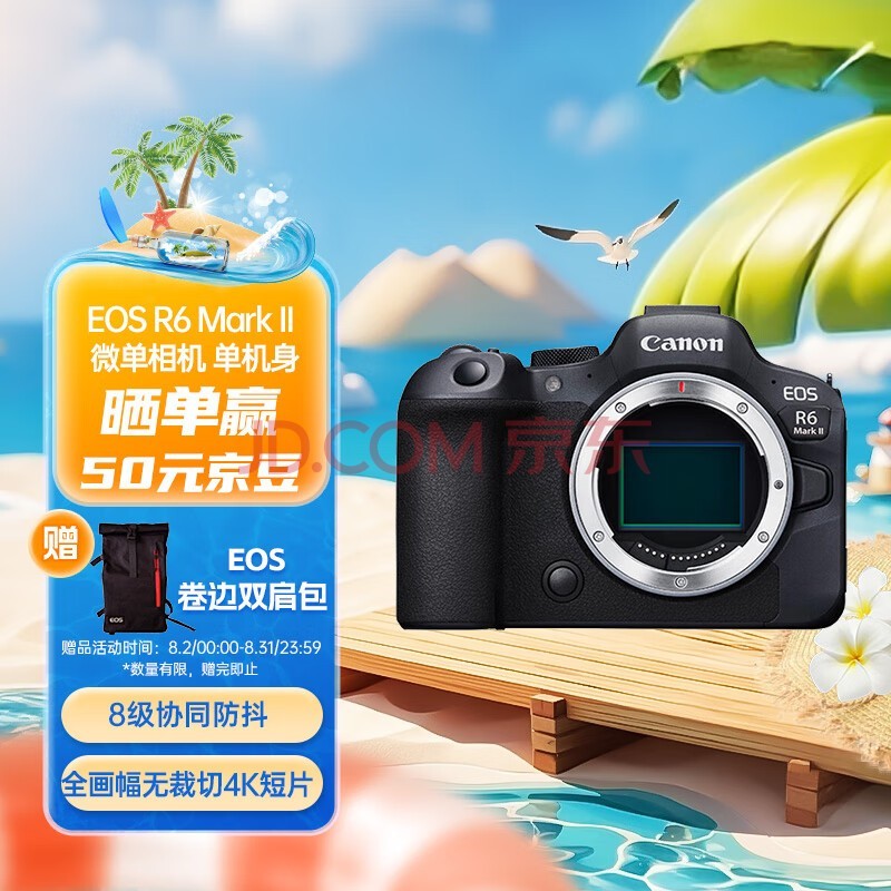 佳能（Canon）EOS R6 Mark II 新标准全画幅微单数码相机R6二代 单机身 （约40张每秒连拍/6K超采样4K短片）