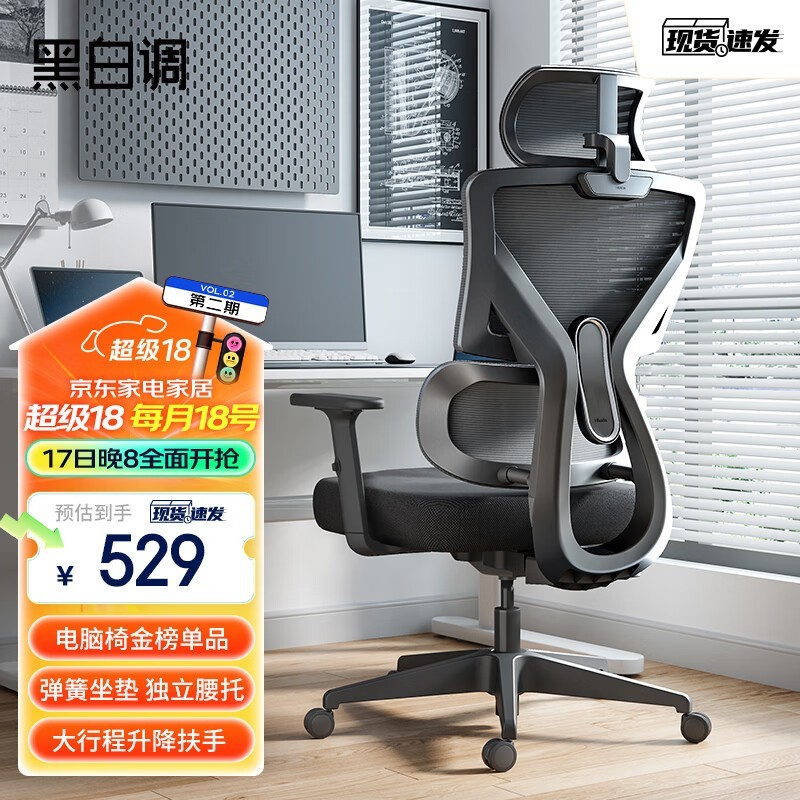 【手慢无】539元抢购人体工学椅HBADA P5双背款