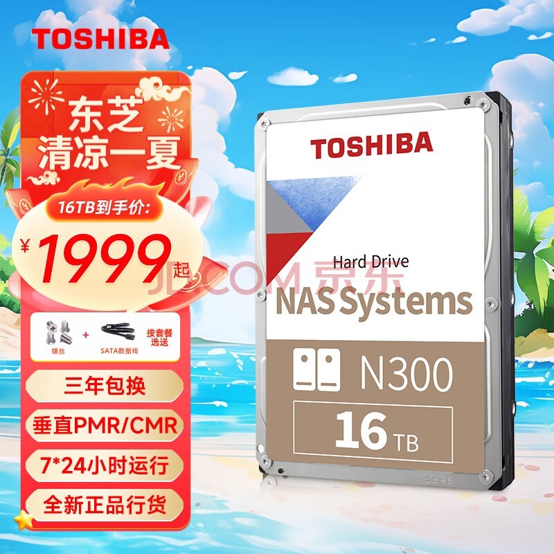 ֥TOSHIBA NAS16TBеӲN300̨ʽӲCMRֱƴ洢 ײ1sata+˿