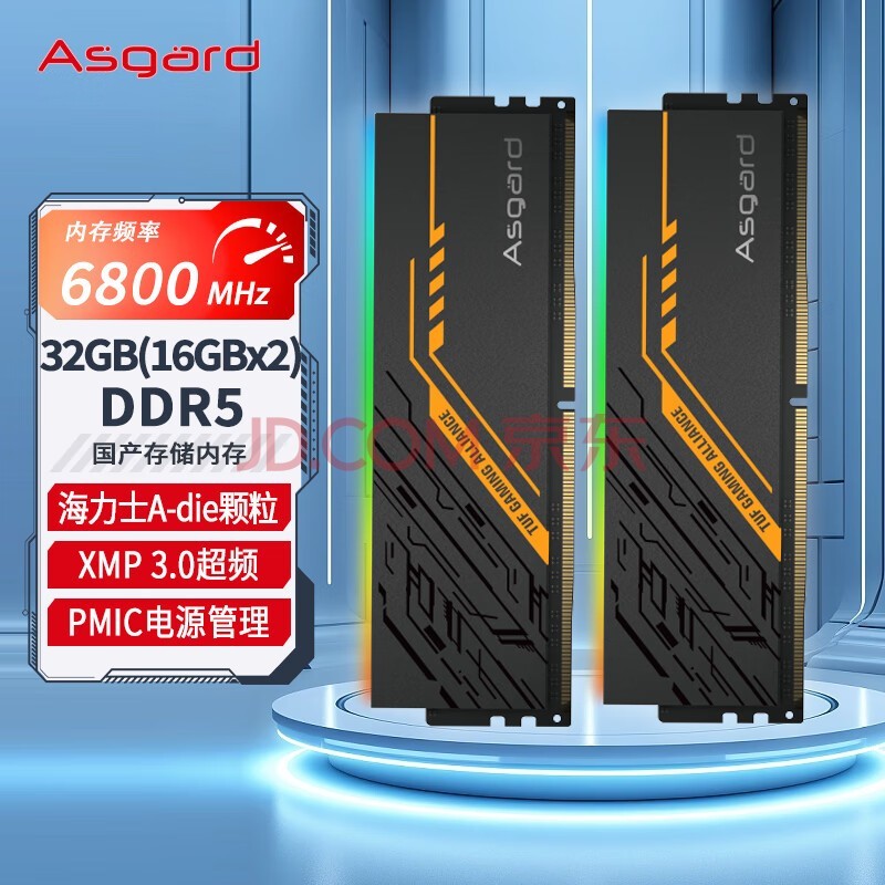 阿斯加特（Asgard）32GB(16Gx2)套装 DDR5 6800 台式机内存条 TUF联名款 RGB灯条 海力士A-die CL34