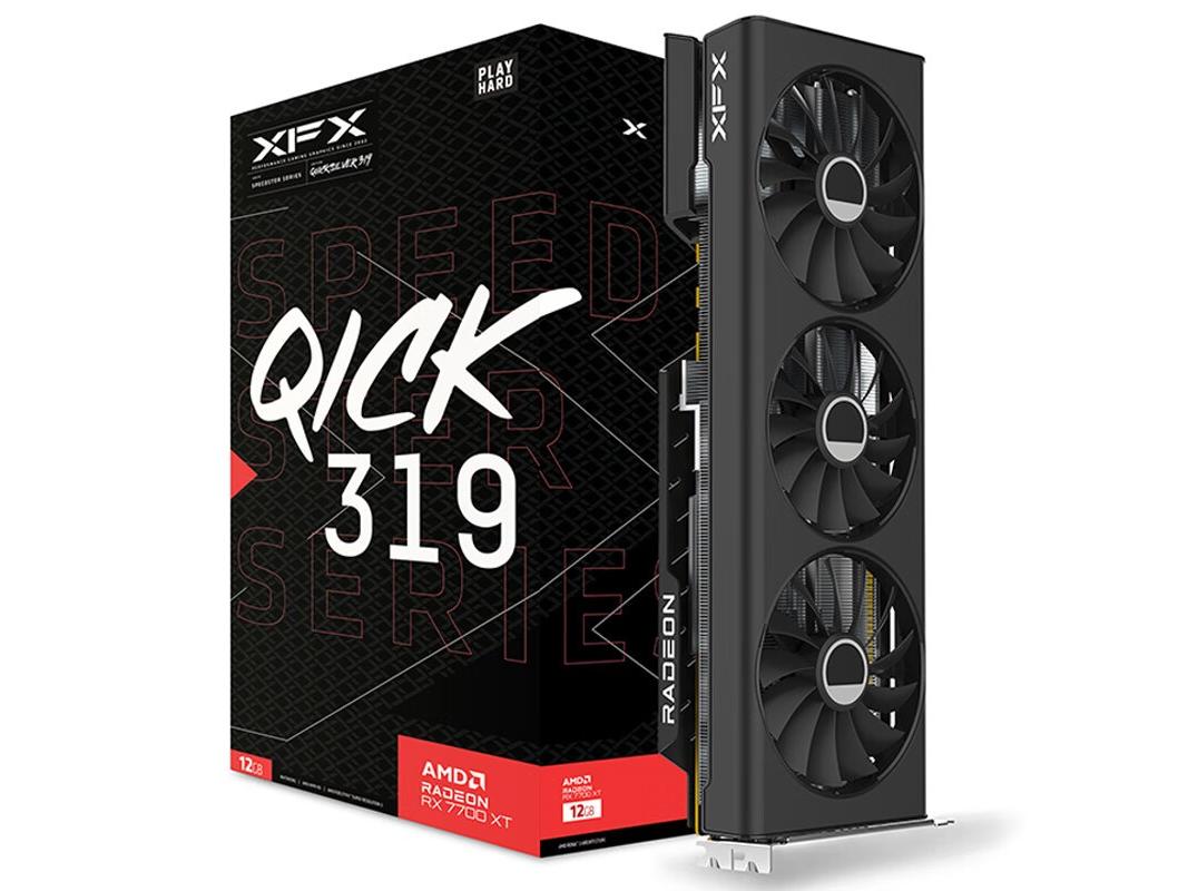 XFX讯景 RADEON RX 7700 XT 12GB 海外版 黑色