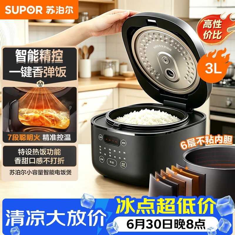 苏泊尔3L电饭煲京东特惠低至127元