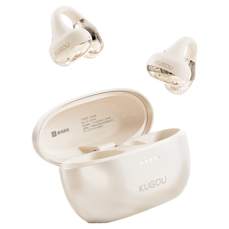 酷狗音乐 耳夹式 音乐耳机 KG280 48H续航l蓝牙6.0 l DT8防漏音