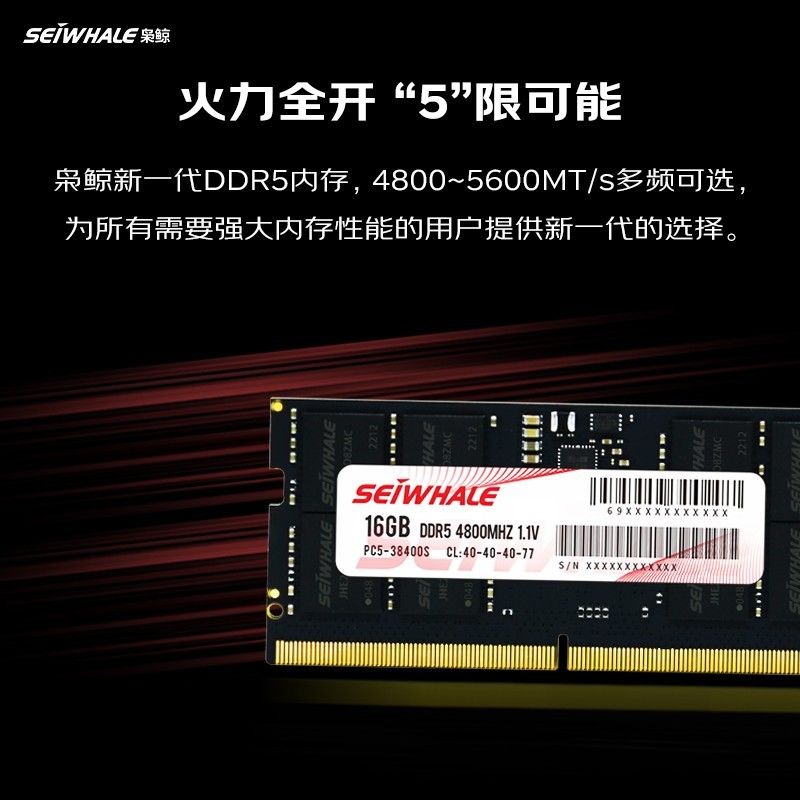 枭鲸 ddr5笔记本内存条8G  4800MHz电脑运行游戏兼容