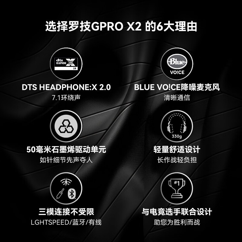 罗技GPRO X 2代黑色耳机大促直降送礼