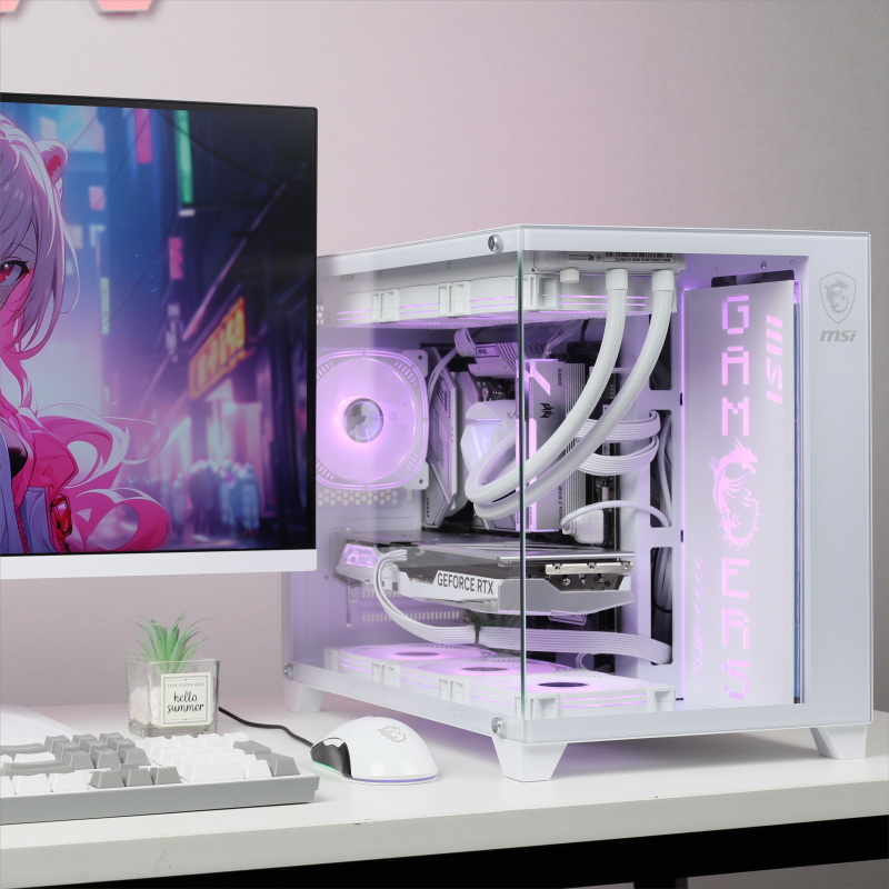 微星 白色海景房全家桶电脑主机i5 13600KF台式机RTX4060Ti显卡组装机设计直播台式整机