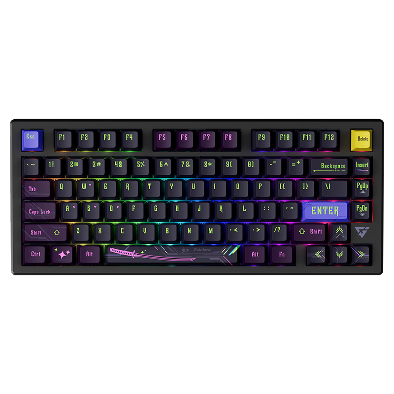 艾泰克 超高精度 电竞键盘 热升华键帽 全铝 RS7 RGB 竞技版-虹 磁轴 无光