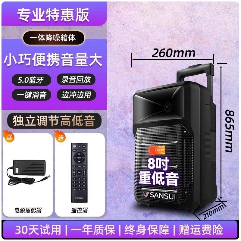 山水 A12-66户外音响广场舞K歌蓝牙音箱大功率拉杆卡拉ok专业演出