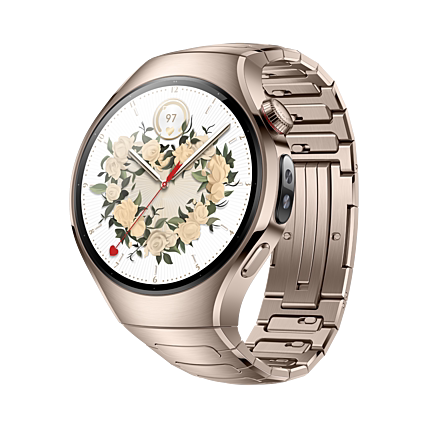华为 WATCH 5 智能手表 42mm 904L不锈钢表壳 晨曦金金属表带