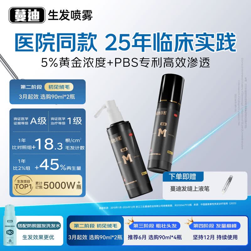 蔓迪男士生发喷雾90ml*2瓶,满减后到手仅286元!
